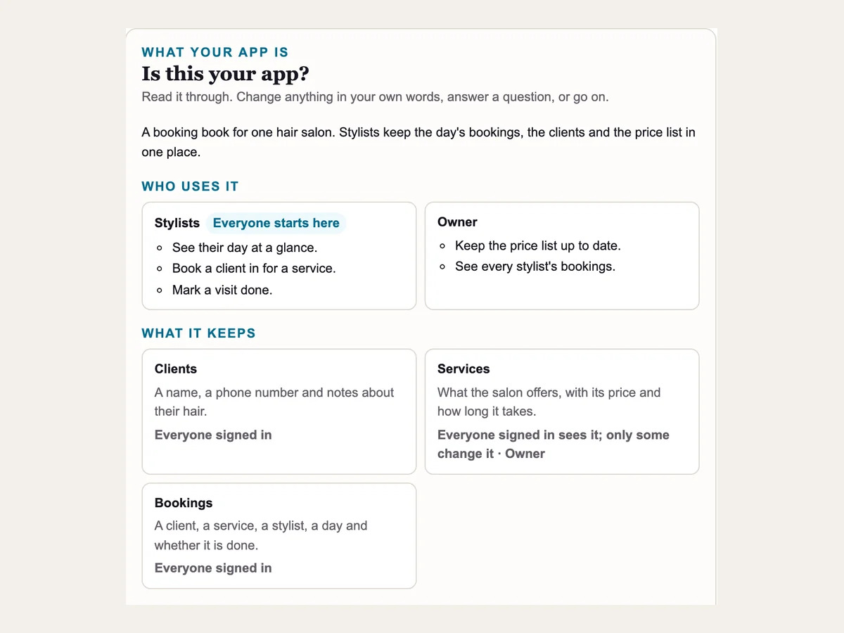 Le plan : qui utilise l’application et ce qu’elle garde.